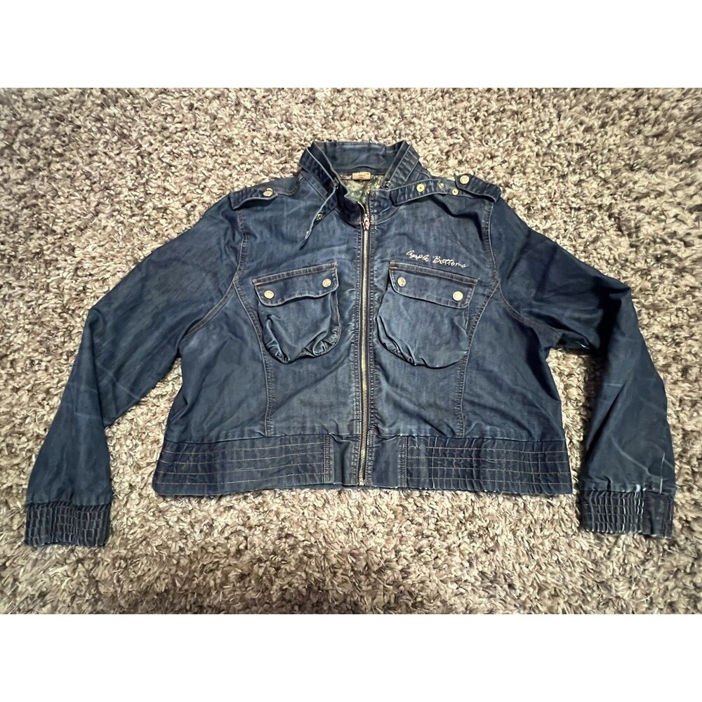 Apple Bottoms Vintage Y2K Blue Denim Zip Up Jacket Women’s Size 2X